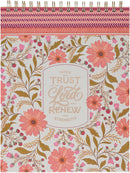 Trust Coral Floral Large Spiral Notepad - Isaiah 40:31