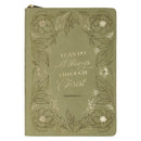 All Things Green Floral Faux Leather Classic Journal with Zipper Closure - Philippians 4:13