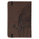 Strength and Defense Lion Walnut-Brown Faux Leather Hardcover Notebook with Elastic Band Closure