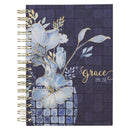Grace Blue Floral Tile Wirebound Journal