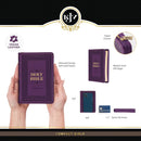 KJV Bible Compact Purple Faux Leather w/ Zippered Closure