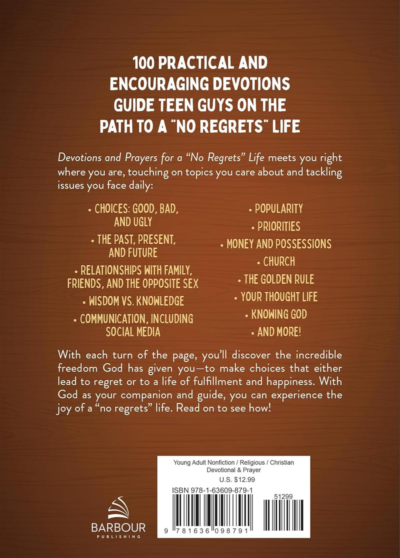 Devotions and Prayers for a "No Regrets" Life for Teen Boys