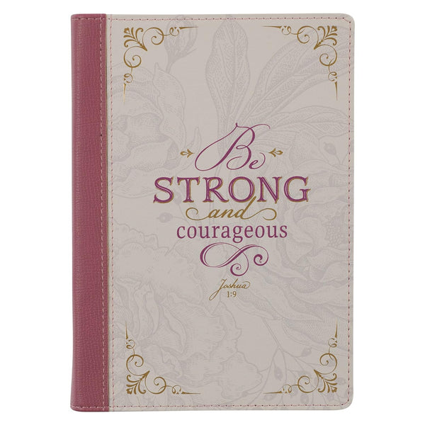 Be Strong and Courageous Zipper Journal, Plum