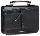 Blessed Black Croc Faux Leather Fashion Bible Cover with Tassels