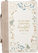 Everything Beautiful Taupe Faux Leather Bible Cover, Large