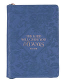 The Lord Will Guide You Blue Faux Leather Classic Journal with Zipper Closure JL730