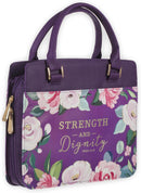 Strength and Dignity Purple Floral Bible Cover, Large