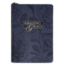 Amazing Grace Navy Blue Floral Zippered Journal