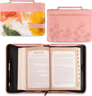 Pastel Meadow Pink Watercolor Faux Leather Bible Cover, Large