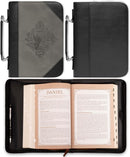 Hope in the LORD Two-tone Black and Gray Faux Leather Classic Bible Cover, Large