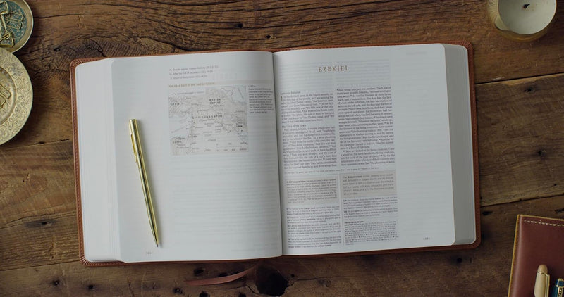 ESV Journaling Study Bible, English Saddle, 1 Chronicles 28:9 Design