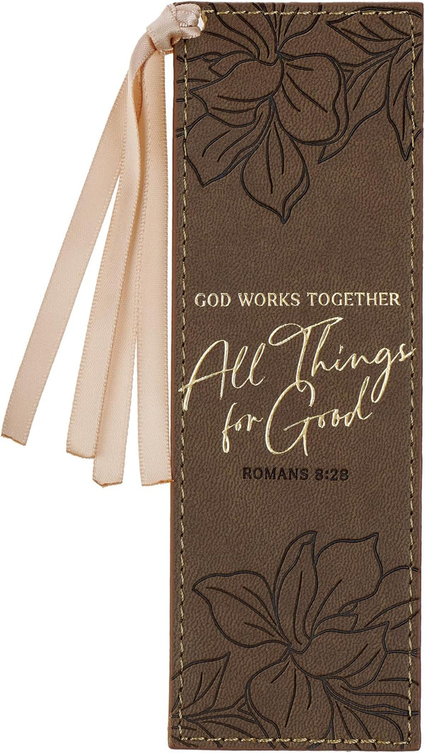 All Things For Good Ash-Brown Faux Leather Bookmark