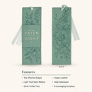 Faith Teal Floral Faux Leather Bookmark - 2 Corinthians 5:7