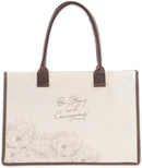 Be Strong and Courageous Floral Canvas Tote Bag - Joshua 1:9