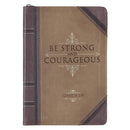 Strong and Courageous Walnut-Brown Journal w/ Zipper Closure - Joshua 1:9