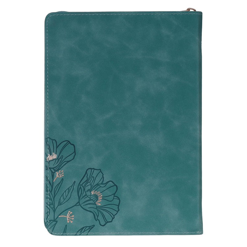 Through Christ Teal Faux Leather Journal with Zippered Closure