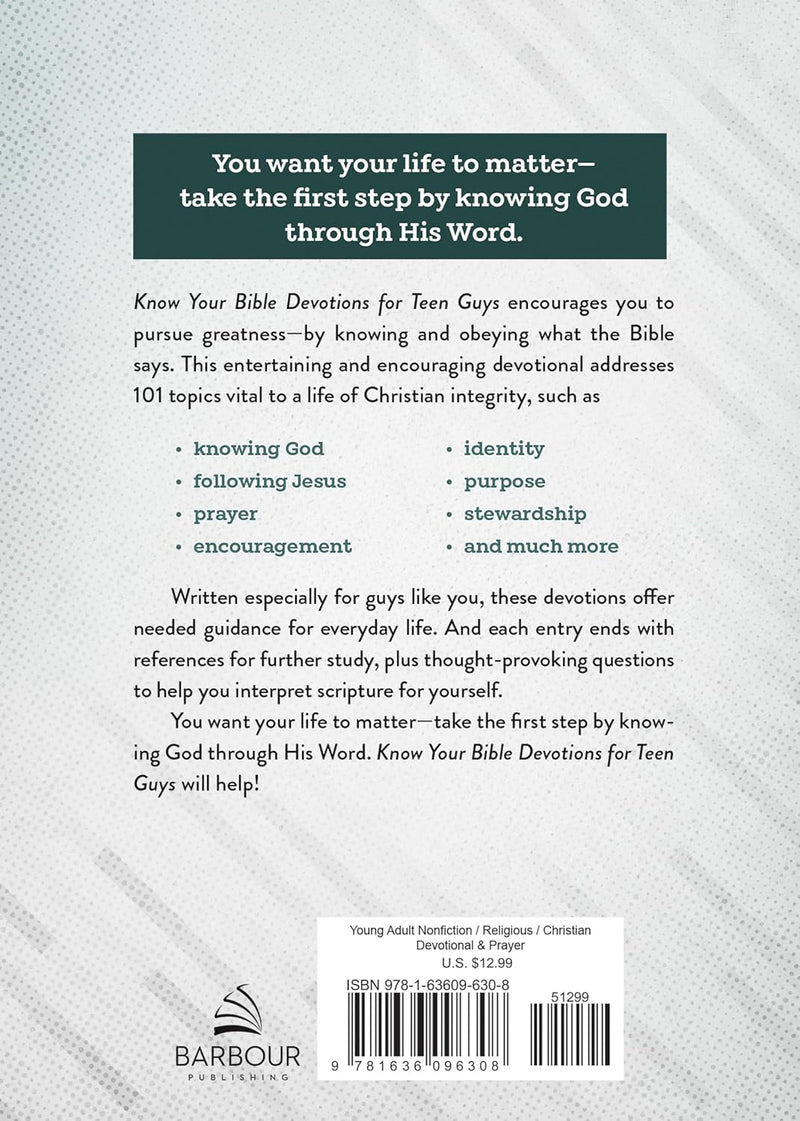 Know Your Bible, Devotions for Teen Guys