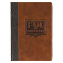 Strong and Courageous Espresso and Saddle Tan Faux Leather Classic Journal
