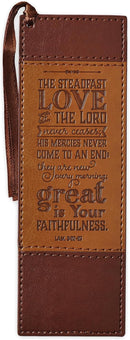 Steadfast Love of The Lord Brown Two-tone Faux Leather Bookmark - Lamentations 3:22-23