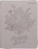 2027 Amazing Grace Large Zippered Taupe Faux Leather 18-Month Planner for Women