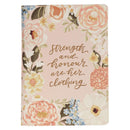 Strength and Honor Pink Floral Faux Leather Classic Journal with Zipper Closure