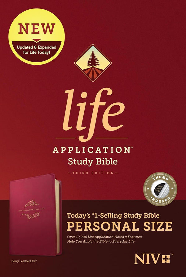 NIV Life Application Study Bible, Third Edition, Personal Size, Berry, Indexed