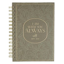 I Am With You Always Green Botanical Leaf Spiral Journal - Matthew 28:20
