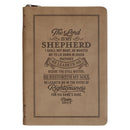 Lord Is My Shepherd Tan Faux Leather Zippered Slimline Journal - Psalm 23:1-3