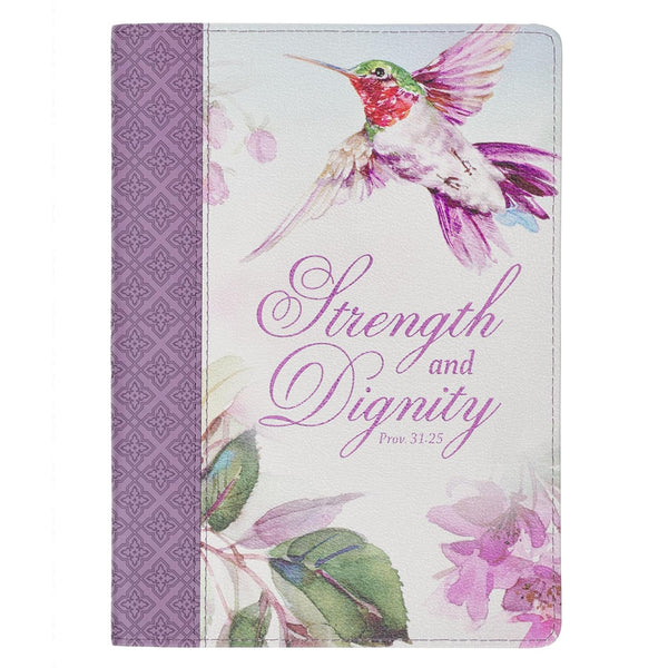 Strength & Dignity Journal, Purple Floral Faux Leather with Zipper Closure