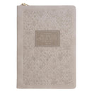 Sufficient Grace Taupe Faux Leather Classic Journal with Zipper Closure - 2 Cor 12:9