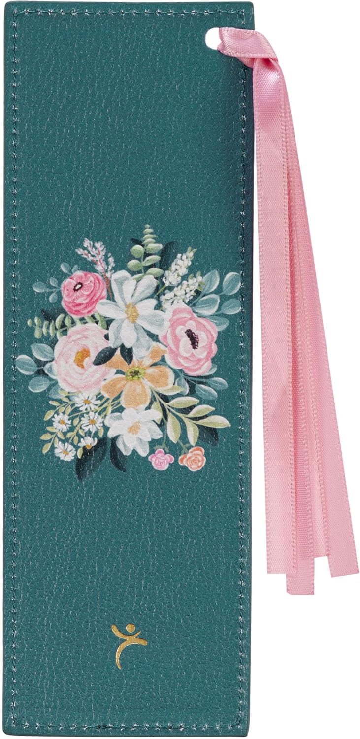 Be Still and Know Teal Floral Faux Leather Bookmark