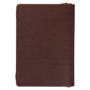 Faith Chestnut Brown Faux Leather Classic Journal with Zipper Closure - Matthew 17:20