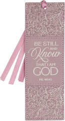 Be Still and Know Dusty Mauve Faux Leather Bookmark - Psalm 46:10