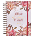 With God All Things are Possible Spiral Journal w/ Elastic Closure - Matt 19:26