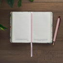 He Restores My Soul Green Floral Faux Leather Hardcover Notebook with Elastic Closure
