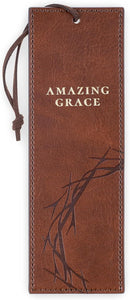 Amazing Grace Honey-brown Faux Leather Bookmark - Isaiah 53:3