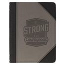 Be Strong and Courageous Black and Gray Faux Leather Handy-sized Journal