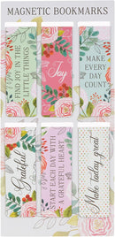 A Grateful Heart Pink Floral Magnetic Bookmark Set