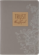 2027 Trust in the Lord Soft Gray Faux Leather Executive Planner with Zipper Closure - Proverbs 3:5