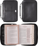 Two-fold Black Faux Leather Organizer Bible Cover, X-Large