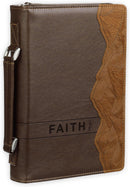 Faith Burnt Chestnut Brown Faux Leather Classic Bible Cover - Matthew 17:20, Large
