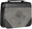Hope in the LORD Two-tone Black and Gray Faux Leather Classic Bible Cover, Large