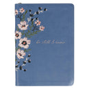 Be Still Floral Embroidered Blue Faux Leather Journal w/ Zippered Closure - Psalm 46:10