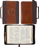Bible Cover Man Of God Faux Leather, Two Tone Brown, Extra Large