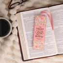 Trust Coral Floral Faux Leather Bookmark - Isaiah 40:31