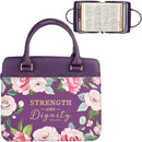 Strength and Dignity Purple Floral Bible Cover, Large