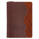 Faith Chestnut Brown Faux Leather Classic Journal with Zipper Closure - Matthew 17:20