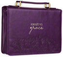 Amazing Grace Purple Faux Leather Fashion Bible Cover, Large