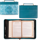 God's Grace Teal Paisley Faux Leather Fashion Bible Cover, Large