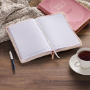 Strength and Honor Pink Floral Faux Leather Classic Journal with Zipper Closure